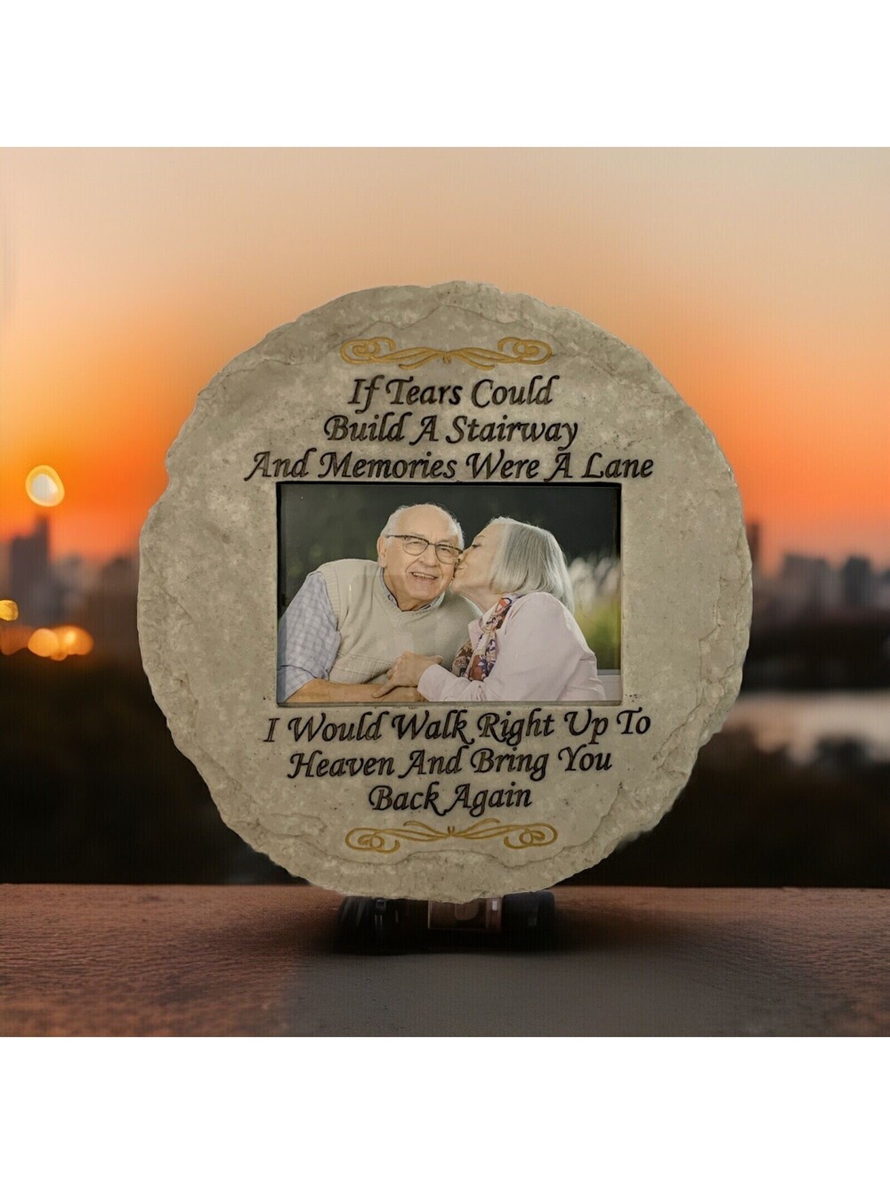 “If Tears Could Build A Stairway” Memorial Garden Stepping Stone W/Photo Space